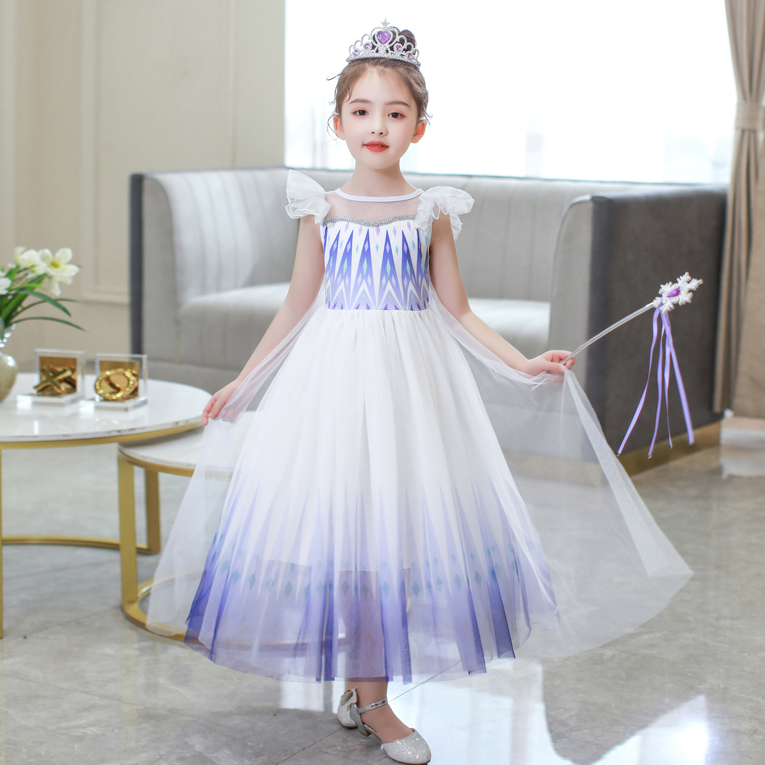 Girls Snow Princess Dress Kids Party Dress up Dress